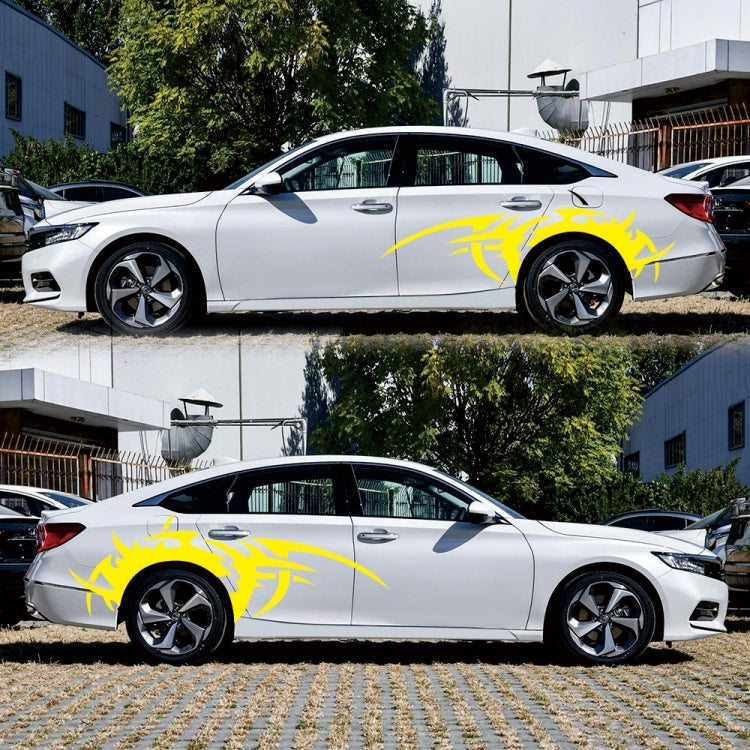 2 PCS/Set D-719 Flame Hot Wheel Pattern Car Modified Decorative Sticker(Yellow)