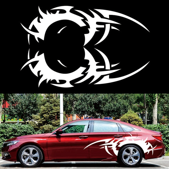 2 PCS/Set D-719 Flame Hot Wheel Pattern Car Modified Decorative Sticker(White)