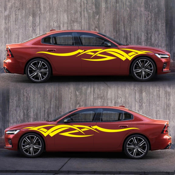 2 PCS/Set D-731 Totem Pattern Car Modified Decorative Sticker(Yellow)