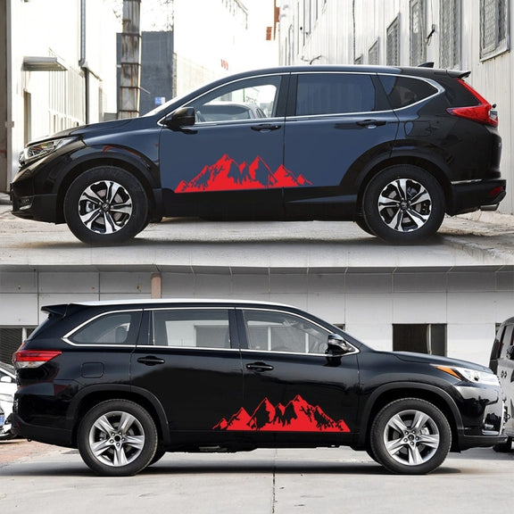 2 PCS/Set D-750 Mountain Pattern Car Modified Decorative Sticker(Red)