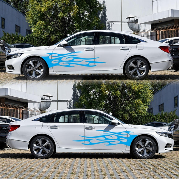 2 PCS/Set D-751 Flame Pattern Car Modified Decorative Sticker(Blue)