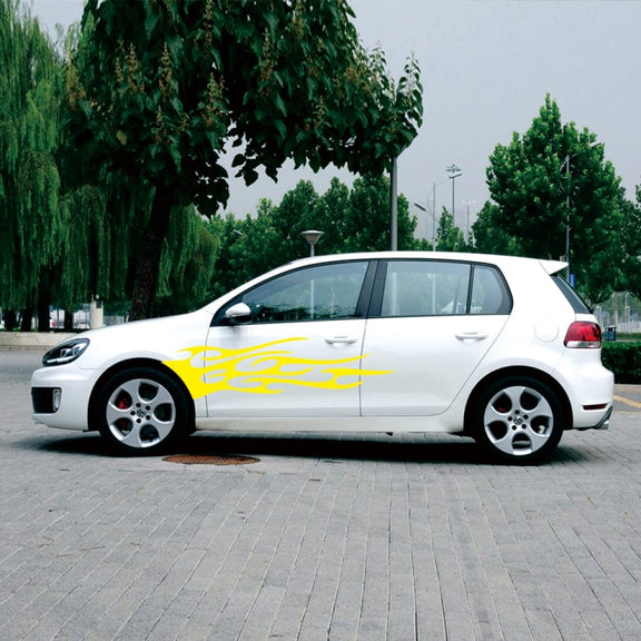 2 PCS/Set D-751 Flame Pattern Car Modified Decorative Sticker(Yellow)