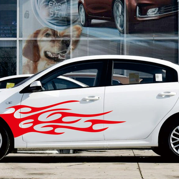 2 PCS/Set D-751 Flame Pattern Car Modified Decorative Sticker(Red)