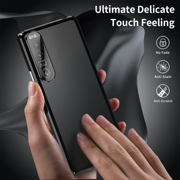For Sony Xperia 1 IV HD Magnetic Metal Tempered Glass Phone Case(Black)