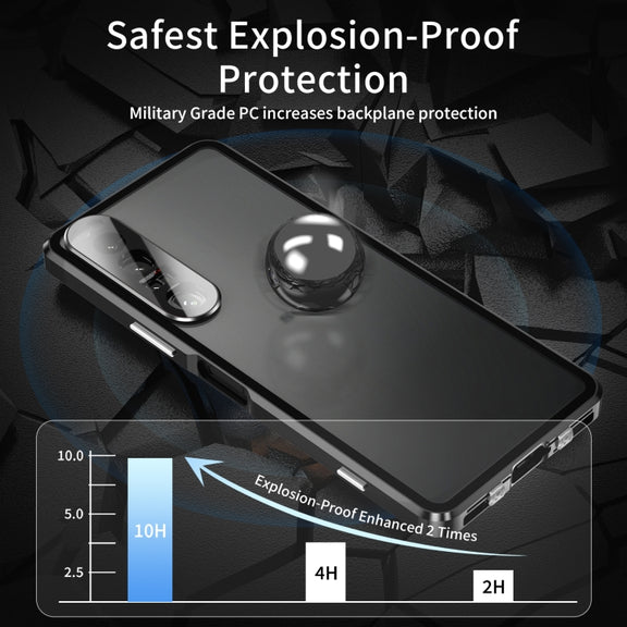 For Sony Xperia 1 IV HD Magnetic Metal Tempered Glass Phone Case(Black)