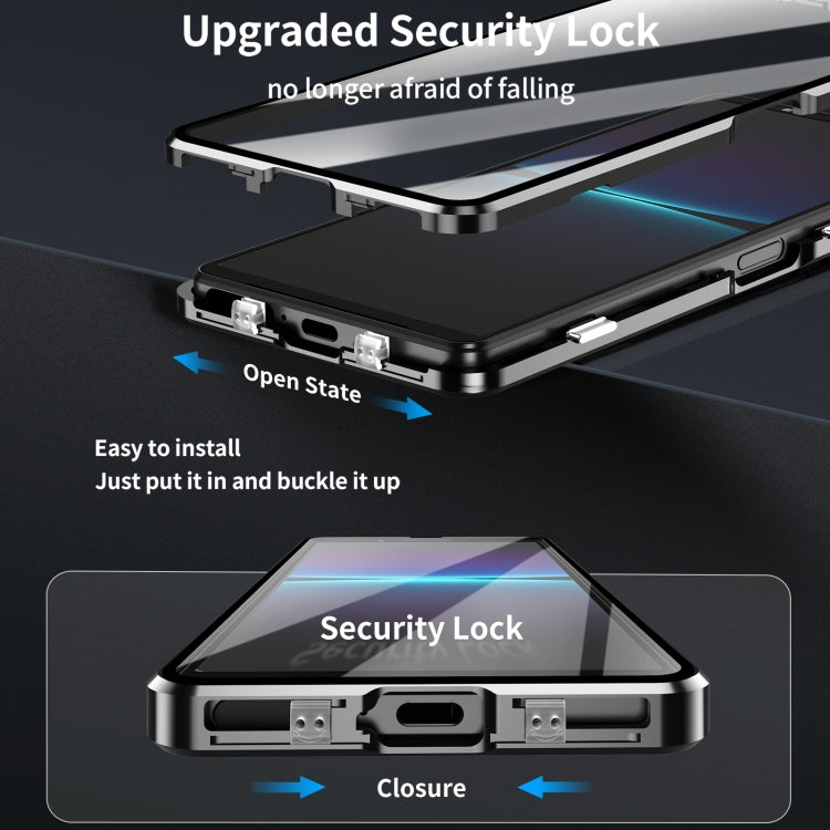 For Sony Xperia 1 IV HD Magnetic Metal Tempered Glass Phone Case(Black)