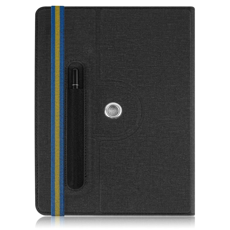 For 10 inch Cloth Texture 360 Rotation Horizontal Flip Universal Tablet PC Leather Case with Pen Slot(Black)