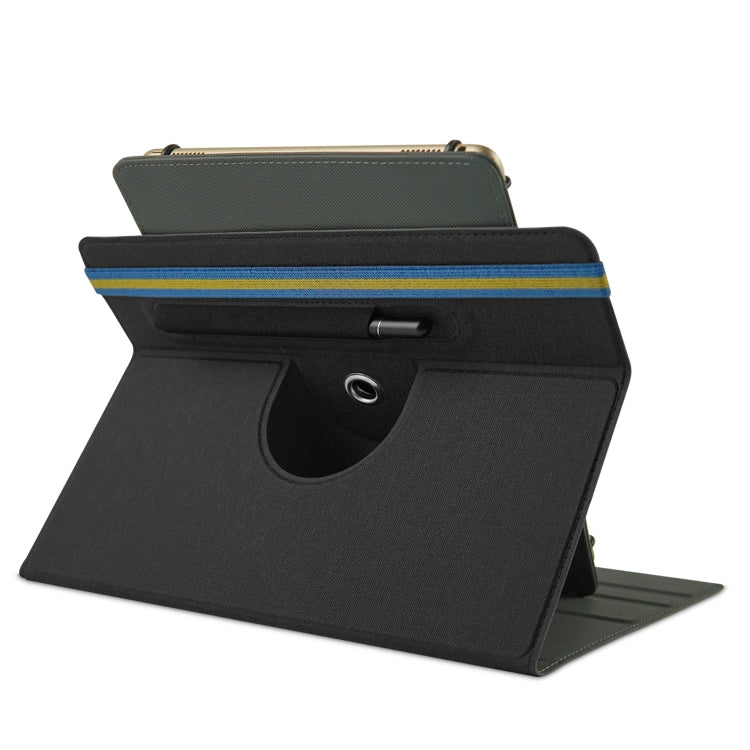 For 10 inch Cloth Texture 360 Rotation Horizontal Flip Universal Tablet PC Leather Case with Pen Slot(Black)