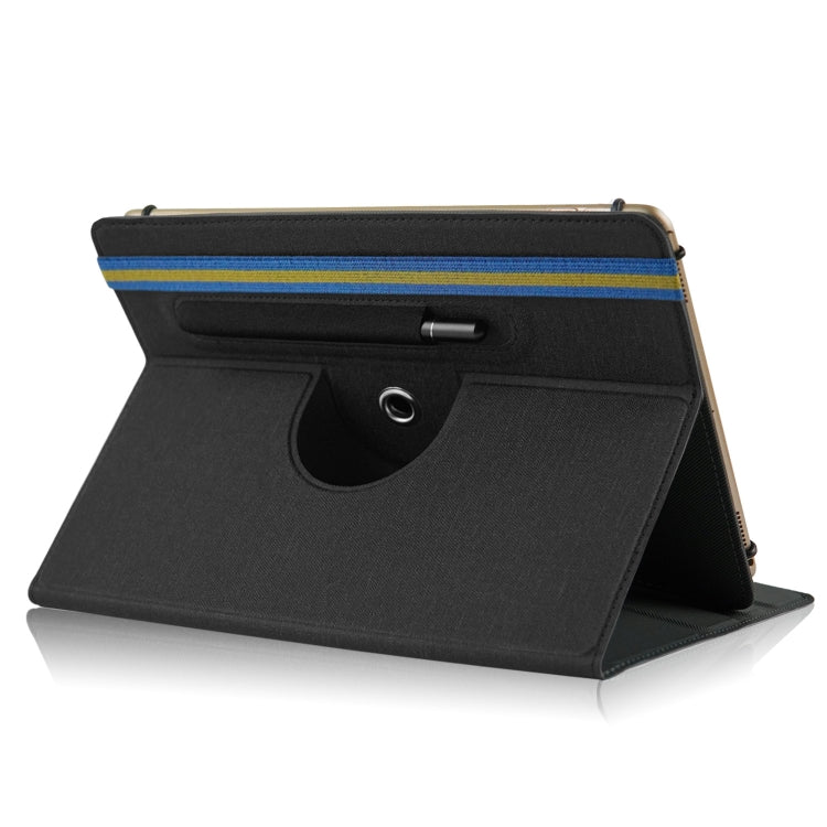 For 10 inch Cloth Texture 360 Rotation Horizontal Flip Universal Tablet PC Leather Case with Pen Slot(Black)