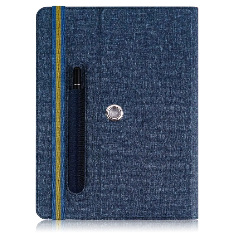 For 10 inch Cloth Texture 360 Rotation Horizontal Flip Universal Tablet PC Leather Case with Pen Slot(Blue)
