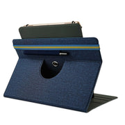 For 10 inch Cloth Texture 360 Rotation Horizontal Flip Universal Tablet PC Leather Case with Pen Slot(Blue)