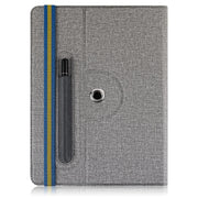 For 10 inch Cloth Texture 360 Rotation Horizontal Flip Universal Tablet PC Leather Case with Pen Slot(Grey)