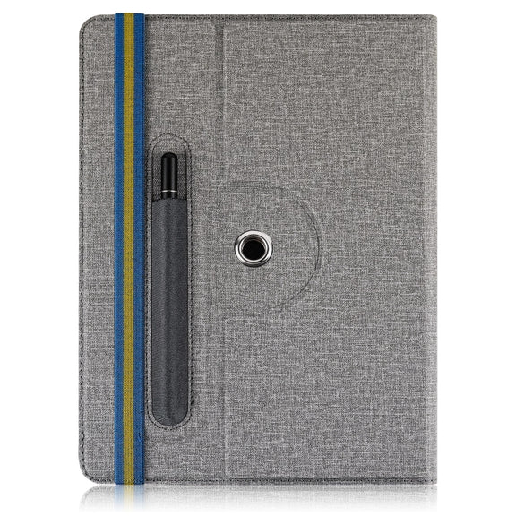 For 10 inch Cloth Texture 360 Rotation Horizontal Flip Universal Tablet PC Leather Case with Pen Slot(Grey)