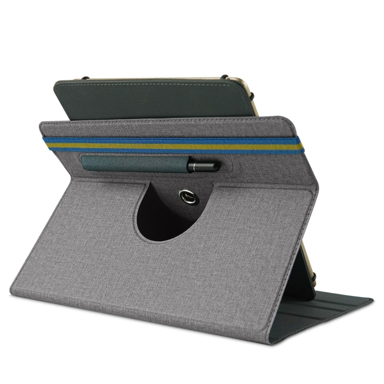 For 10 inch Cloth Texture 360 Rotation Horizontal Flip Universal Tablet PC Leather Case with Pen Slot(Grey)