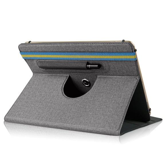 For 10 inch Cloth Texture 360 Rotation Horizontal Flip Universal Tablet PC Leather Case with Pen Slot(Grey)