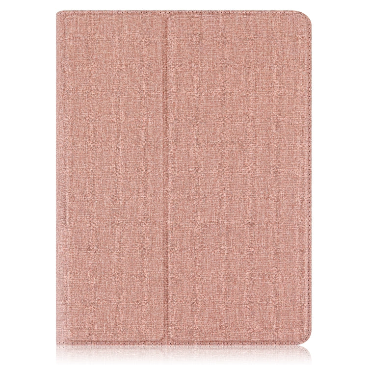 For 10 inch Cloth Texture 360 Rotation Horizontal Flip Universal Tablet PC Leather Case with Pen Slot(Rose Gold)