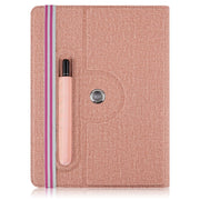 For 10 inch Cloth Texture 360 Rotation Horizontal Flip Universal Tablet PC Leather Case with Pen Slot(Rose Gold)