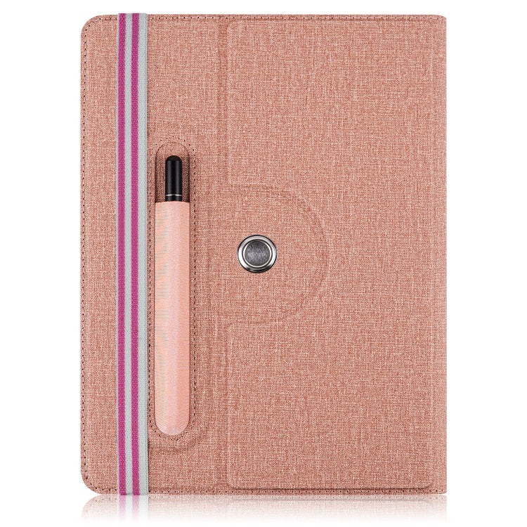For 10 inch Cloth Texture 360 Rotation Horizontal Flip Universal Tablet PC Leather Case with Pen Slot(Rose Gold)