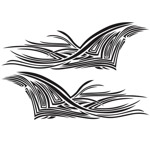 2 PCS/Set D-752 Lines Pattern Car Modified Decorative Sticker(Black)