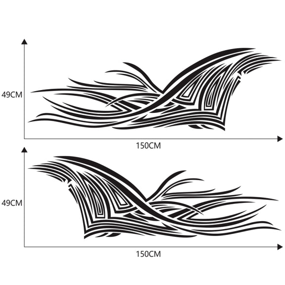 2 PCS/Set D-752 Lines Pattern Car Modified Decorative Sticker(Black)