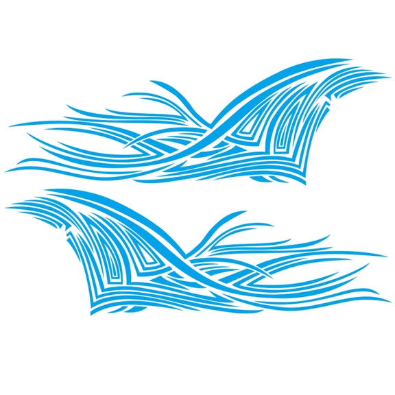 2 PCS/Set D-752 Lines Pattern Car Modified Decorative Sticker(Blue)