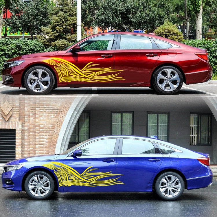 2 PCS/Set D-752 Lines Pattern Car Modified Decorative Sticker(Yellow)