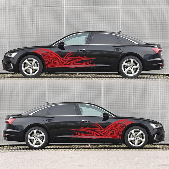 2 PCS/Set D-752 Lines Pattern Car Modified Decorative Sticker(Red)