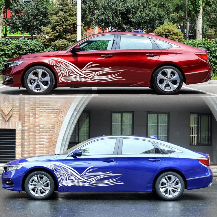 2 PCS/Set D-752 Lines Pattern Car Modified Decorative Sticker(White)