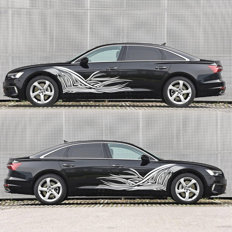 2 PCS/Set D-752 Lines Pattern Car Modified Decorative Sticker(White)