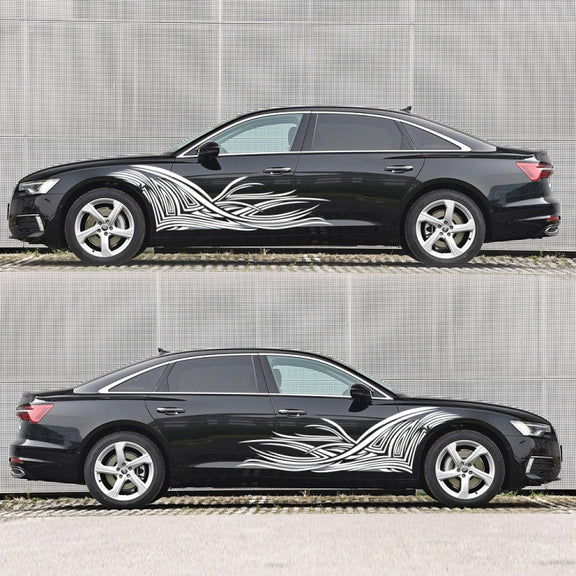 2 PCS/Set D-752 Lines Pattern Car Modified Decorative Sticker(White)