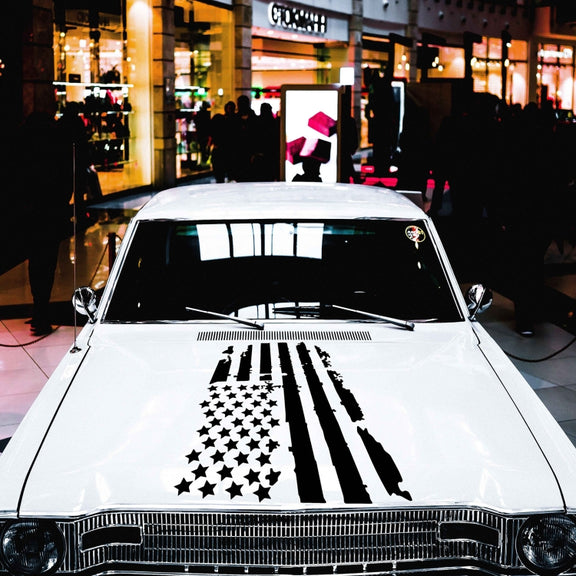 D-778 American Flag Pattern Car Modified Decorative Sticker(Black)