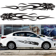 2 PCS/Set D-815 Flame Lion Pattern Car Modified Decorative Sticker(Black)
