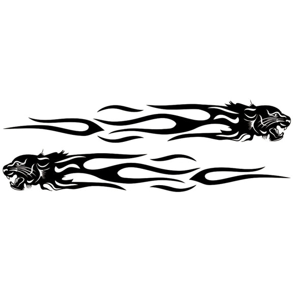 2 PCS/Set D-815 Flame Lion Pattern Car Modified Decorative Sticker(Black)