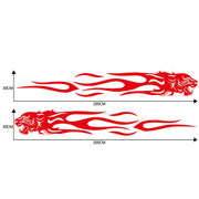 2 PCS/Set D-815 Flame Lion Pattern Car Modified Decorative Sticker(Red)