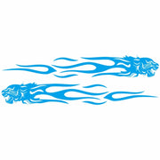 2 PCS/Set D-815 Flame Lion Pattern Car Modified Decorative Sticker(Blue)