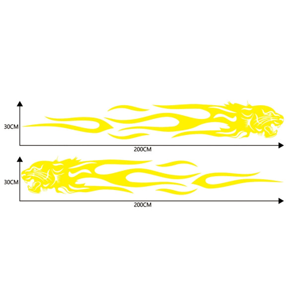 2 PCS/Set D-815 Flame Lion Pattern Car Modified Decorative Sticker(Yellow)