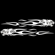 2 PCS/Set D-815 Flame Lion Pattern Car Modified Decorative Sticker(White)
