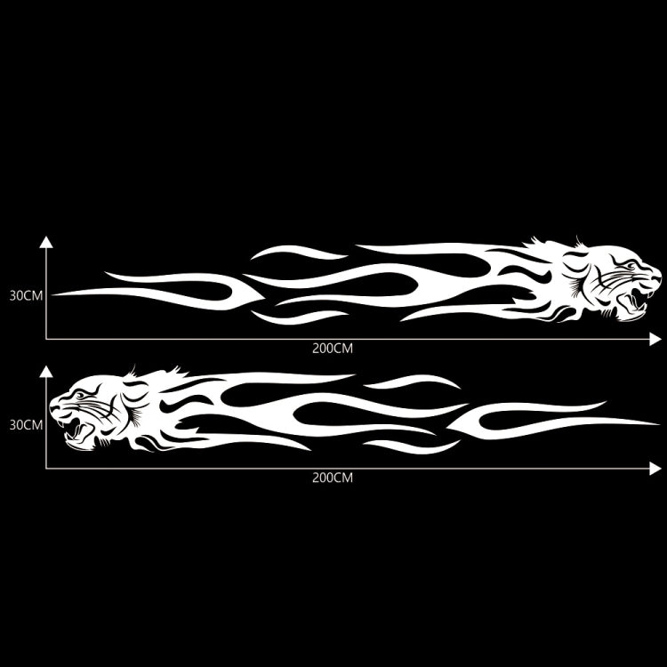 2 PCS/Set D-815 Flame Lion Pattern Car Modified Decorative Sticker(White)