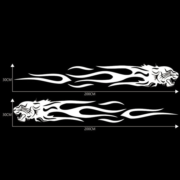 2 PCS/Set D-815 Flame Lion Pattern Car Modified Decorative Sticker(White)