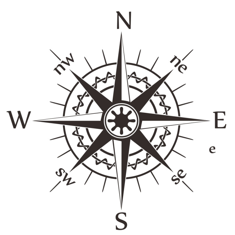 D-863 Compass Pattern Car Modified Decorative Sticker(Black)