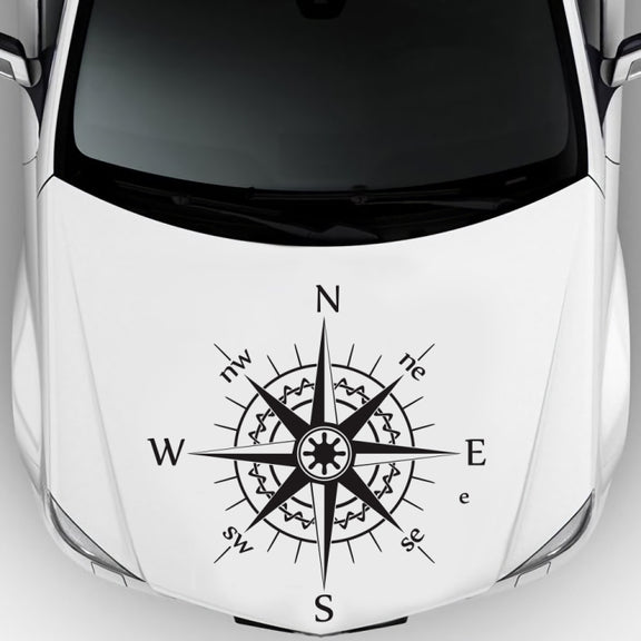 D-863 Compass Pattern Car Modified Decorative Sticker(Black)