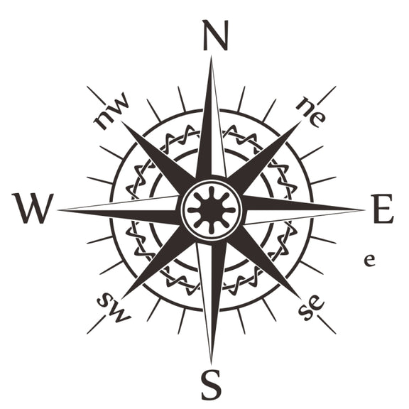D-863 Compass Pattern Car Modified Decorative Sticker(Black)