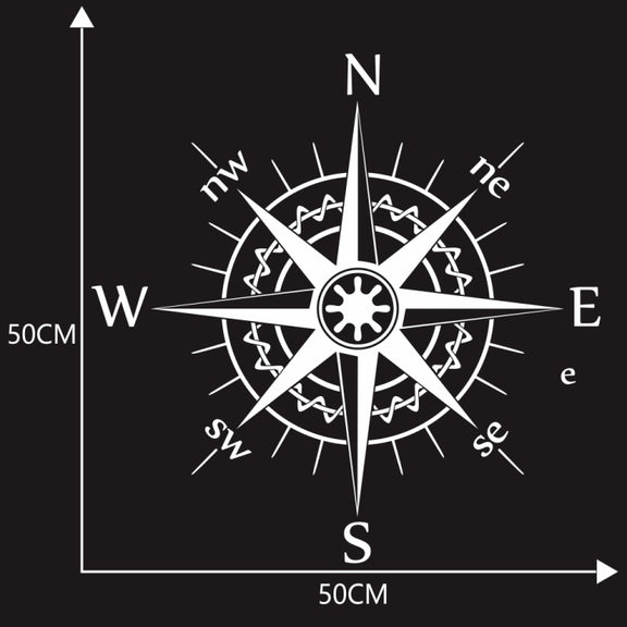 D-863 Compass Pattern Car Modified Decorative Sticker(White)