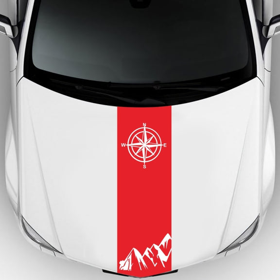 D-864 Compass Pattern Car Modified Decorative Sticker(Red)