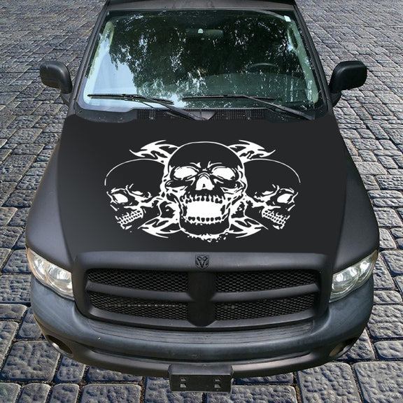 D-923 Three Skulls Pattern Car Modified Decorative Sticker(White)