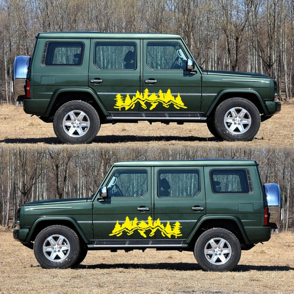 2 PCS/Set D-924 Mountain Woods Pattern Car Modified Decorative Sticker(Yellow)