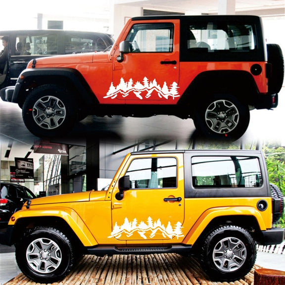 2 PCS/Set D-924 Mountain Woods Pattern Car Modified Decorative Sticker(White)
