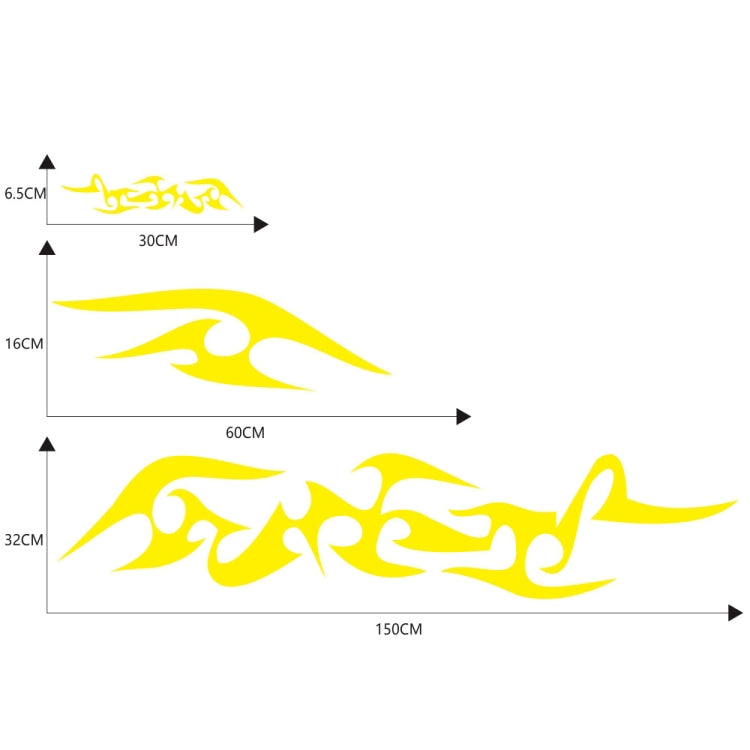 2 PCS/Set D-925 Flame Pattern Car Modified Decorative Sticker(Yellow)