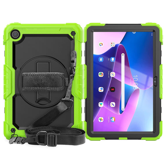 For Lenovo Tab M10 Plus 10.6 3rd Gen 2022 Silicone + PC Tablet Case(Black + Yellow Green)