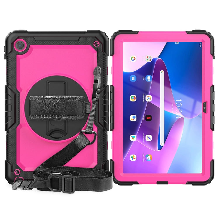 For Lenovo Tab M10 Plus 10.6 3rd Gen 2022 Silicone + PC Tablet Case(Rose Red + Black)